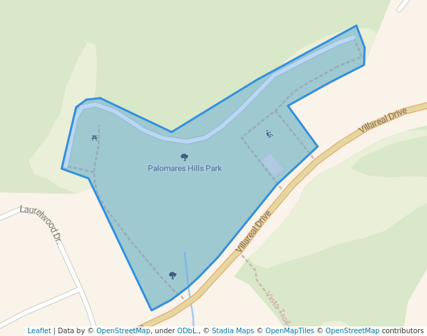 walking in Palomares Hills Park map in Castro Valley