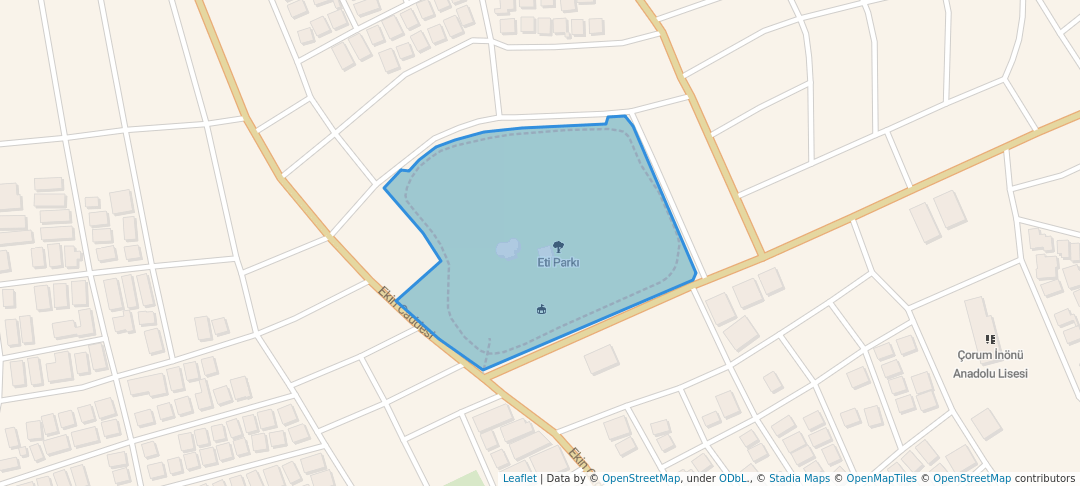 walking in Eti Parkı map in Çorum