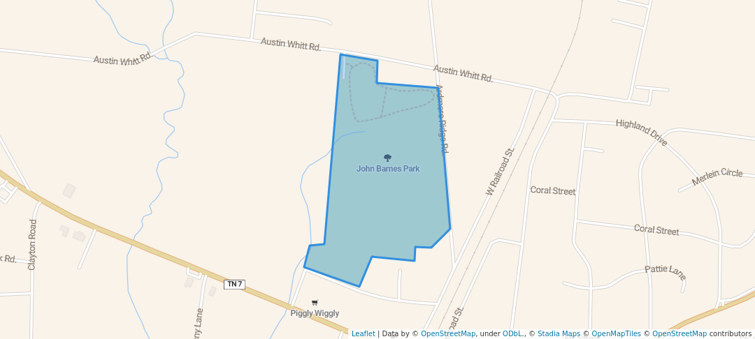 walking in John Barnes Park map in Ardmore