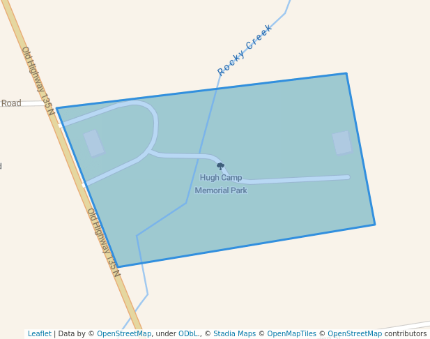 walking in Hugh Camp Memorial Park map in Kilgore