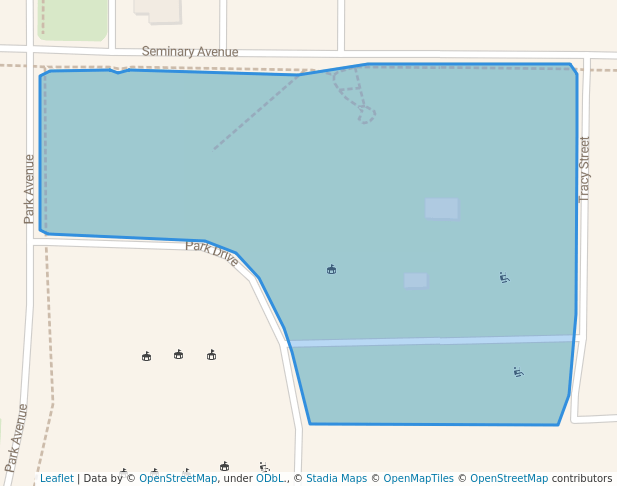 walking in Recreation Park map in Cameron
