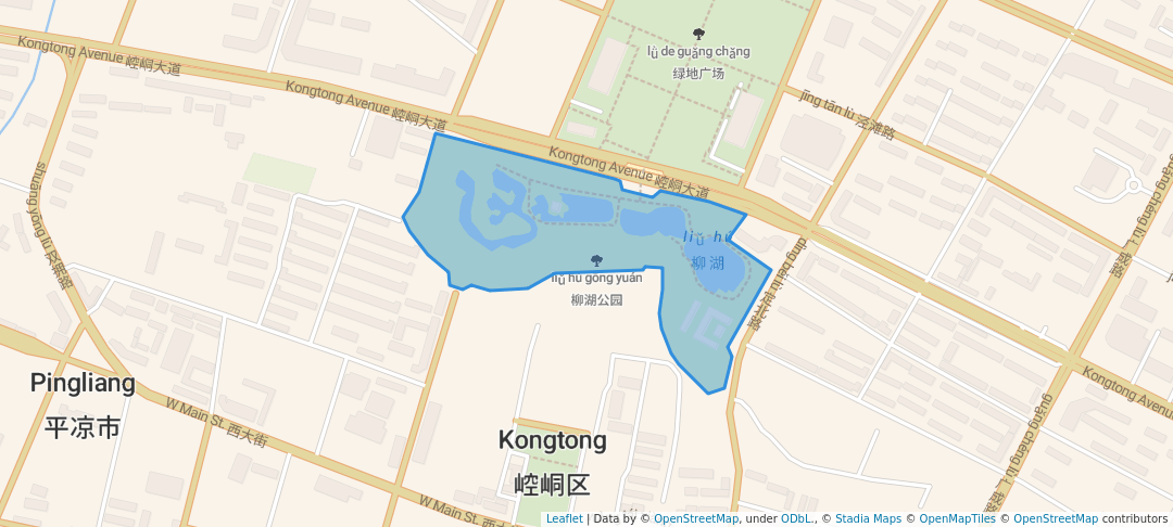 walking in 柳湖公园 map in 平凉市