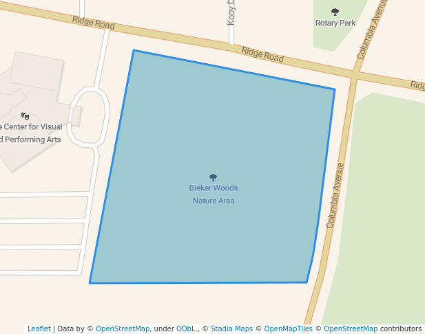 walking in Bieker Woods Nature Area map in Munster