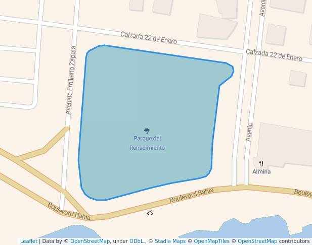 walking in Parque del Renacimiento map in Chetumal