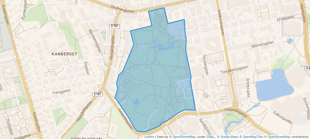 walking in Trädgårdsföreningen map in Linköping