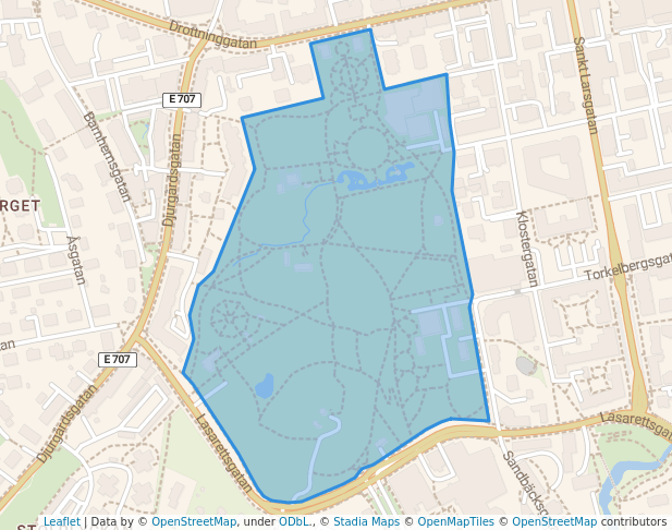 walking in Trädgårdsföreningen map in Linköping