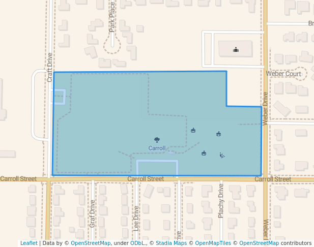 walking in Carroll map in Alamosa