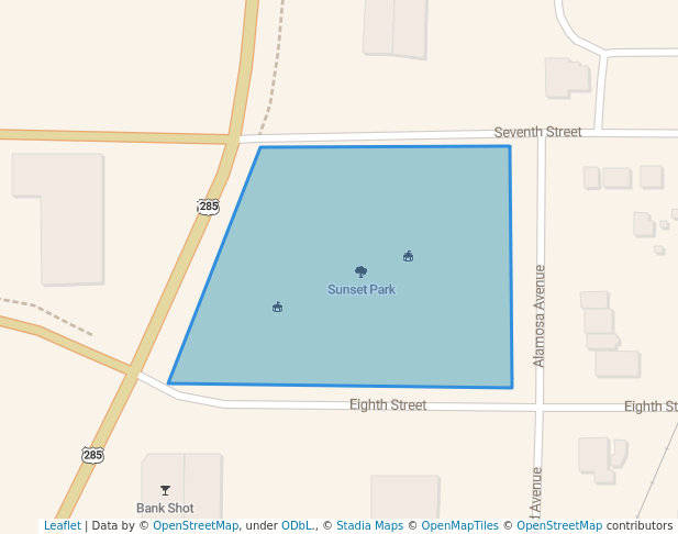 walking in Sunset Park map in Alamosa