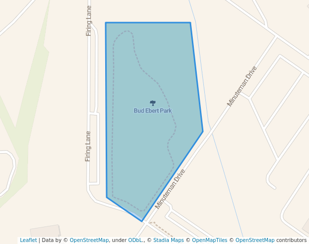 walking in Bud Ebert Park map in Minot Air Force Base