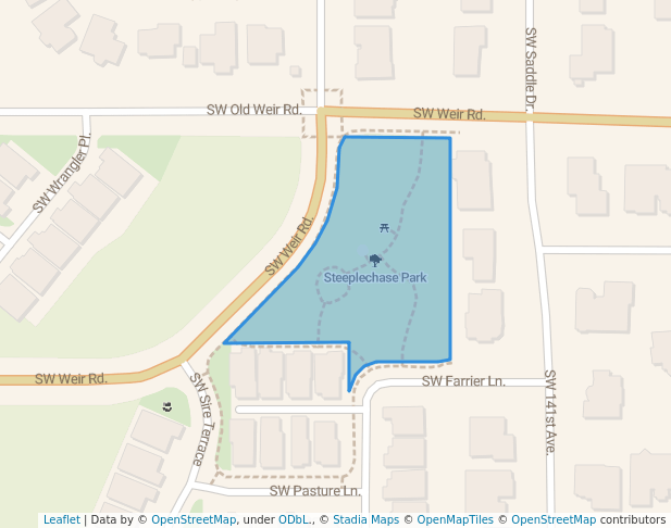 walking in Steeplechase Park map in Beaverton