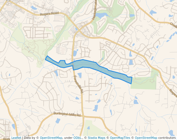walking in Sanford Creek Greenway map in Wake Forest