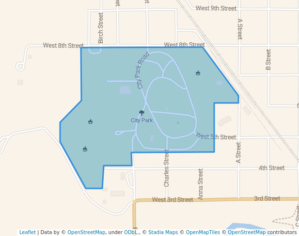 walking in City Park map in Fairbury