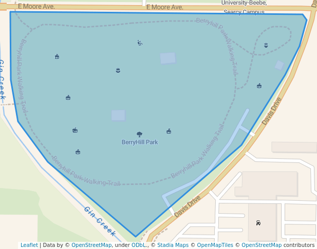 walking in BerryHill Park map in Searcy