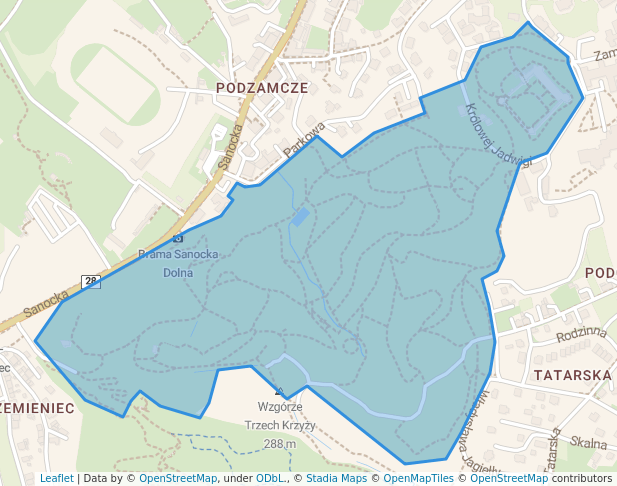 walking in Castle Park map in Przemyśl
