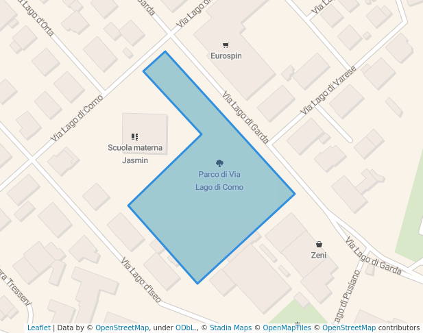 walking in Parco di Via Lago di Como map in Lodi