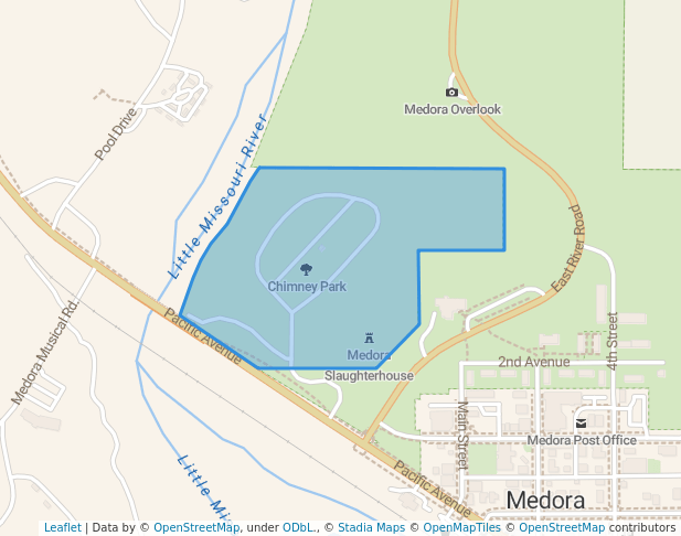 walking in Chimney Park map in Medora