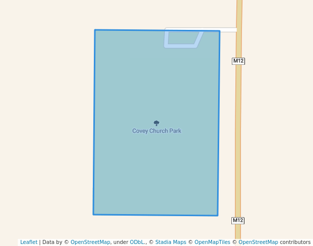 walking in Covey Church Park map in Hartley