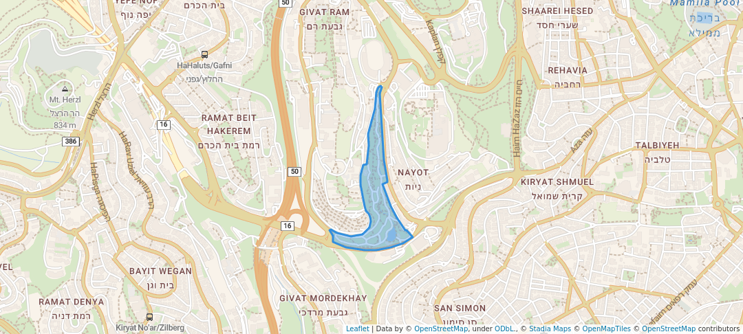 walking in Botanical Garden map in Jerusalem