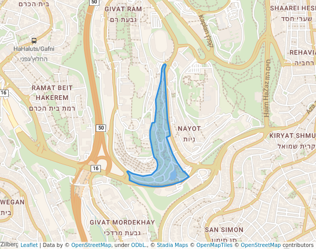 walking in Botanical Garden map in Jerusalem