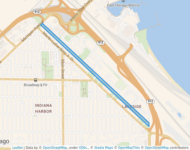 walking in Linear Park map in East Chicago