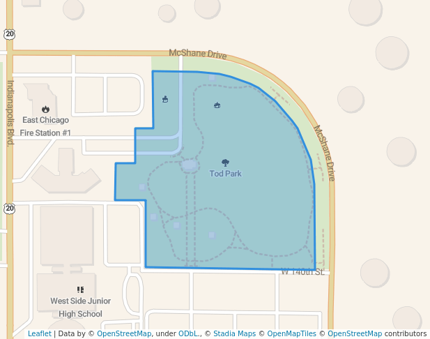 walking in Tod Park map in East Chicago