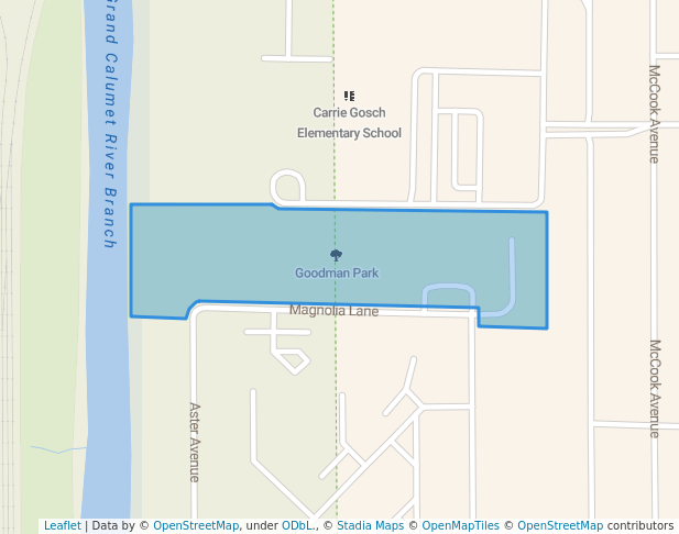 walking in Goodman Park map in East Chicago
