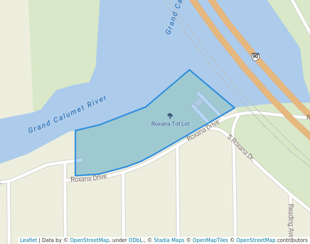 walking in Roxana Tot Lot map in East Chicago