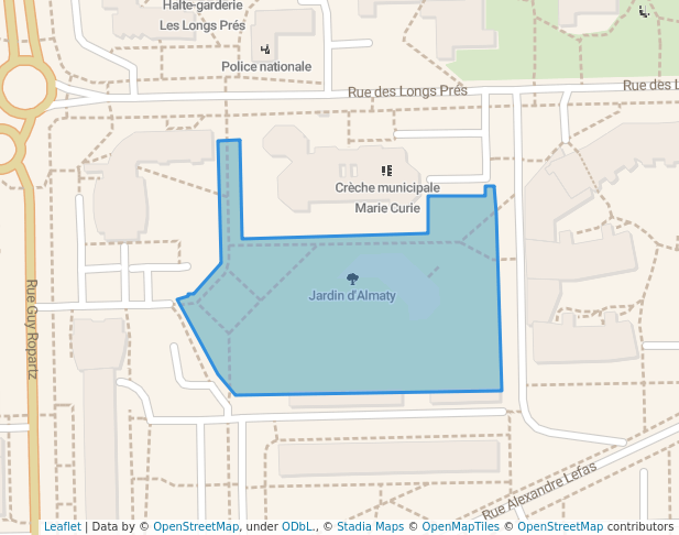 walking in Jardin d'Almaty map in Rennes