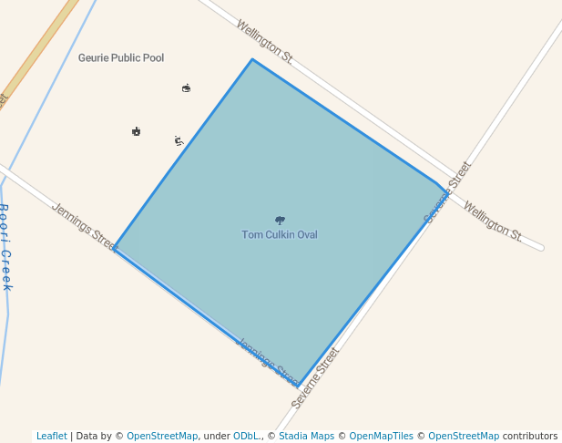 walking in Tom Culkin Oval map in Geurie