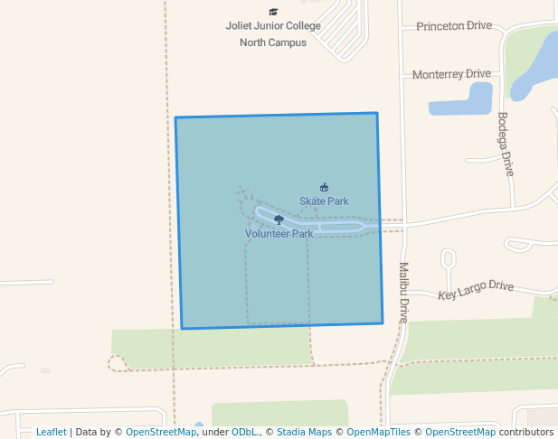 walking in Volunteer Park map in Romeoville