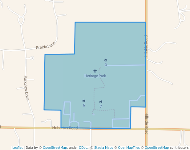 walking in Heritage Park map in Hubertus