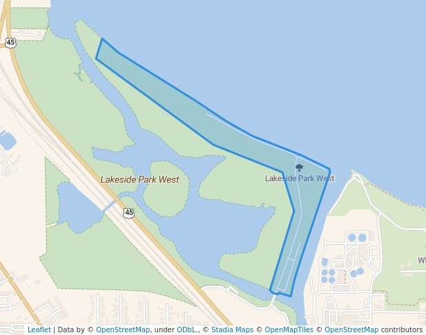 walking in Lakeside Park West map in Fond du Lac