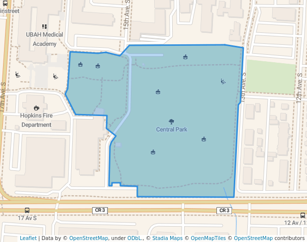 walking in Central Park map in Hopkins