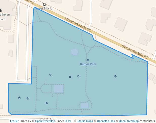 walking in Burnes Park map in Hopkins