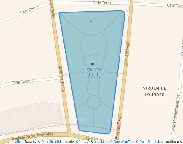walking in Plaza Virgen de Lourdes map in Villa María del Triunfo