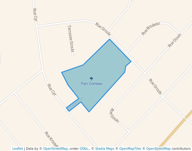 walking in Parc Comeau map in Granby