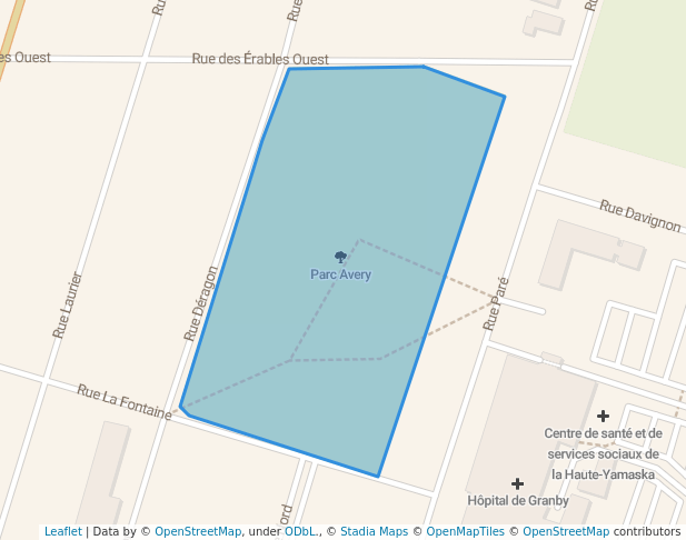 walking in Parc Avery map in Granby