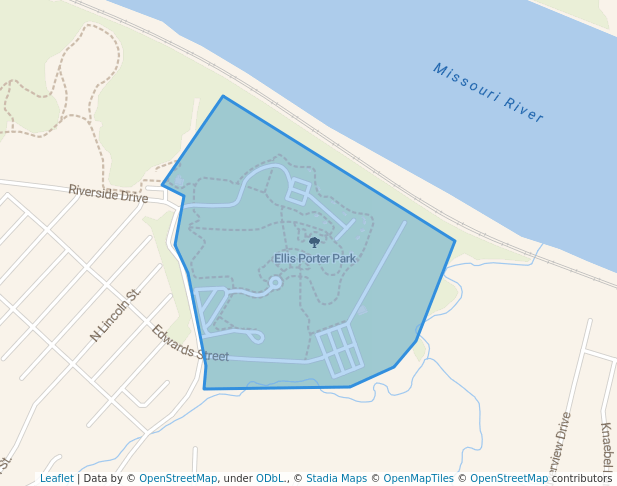 walking in Ellis Porter Park map in Jefferson City