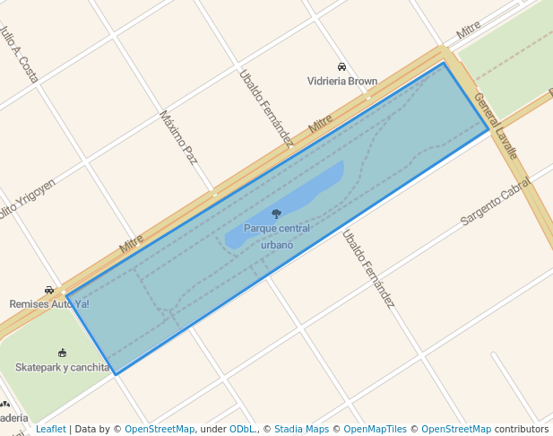 walking in Parque central urbano map in Zárate