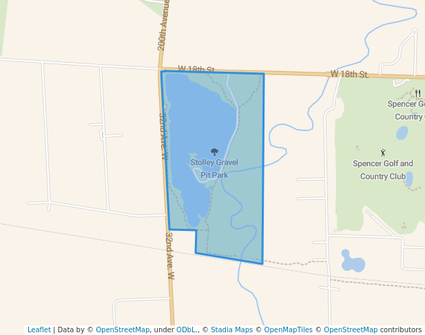 walking in Stolley Gravel Pit Park map in Spencer