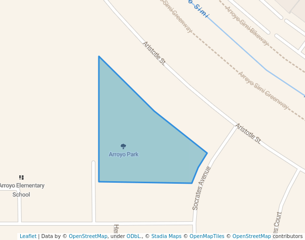 walking in Arroyo Park map in Simi Valley