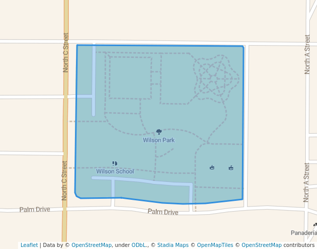 walking in Wilson Park map in Oxnard