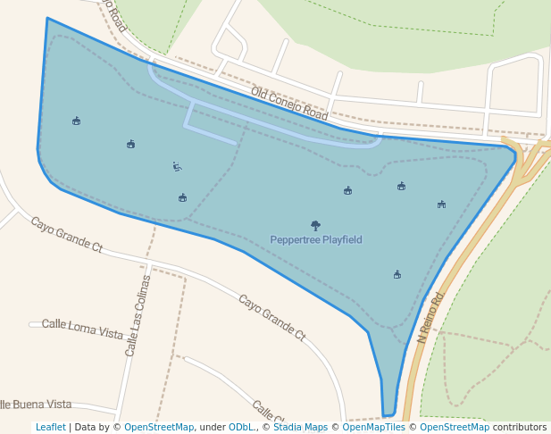 walking in Peppertree Playfield map in Thousand Oaks