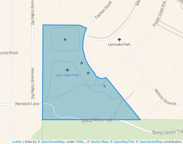 walking in Lynn Oaks Park map in Thousand Oaks