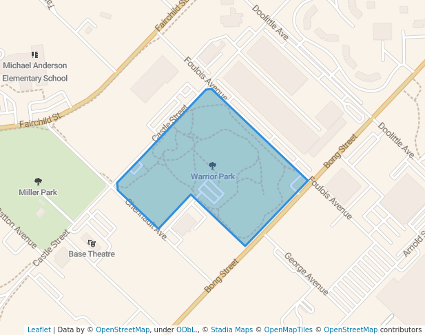 walking in Warrior Park map in Fairchild Air Force Base