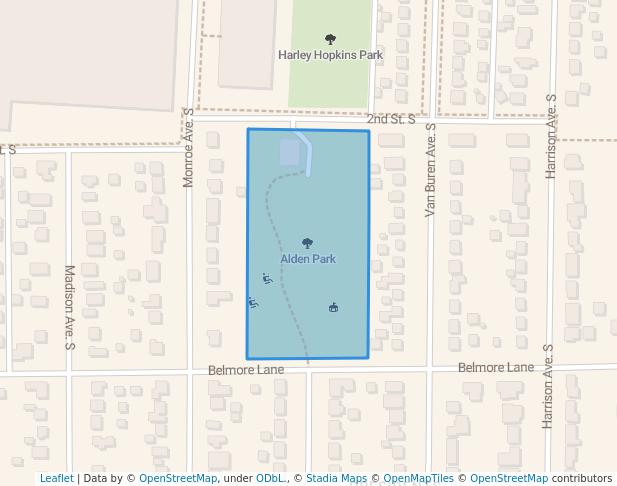 walking in Alden Park map in Hopkins