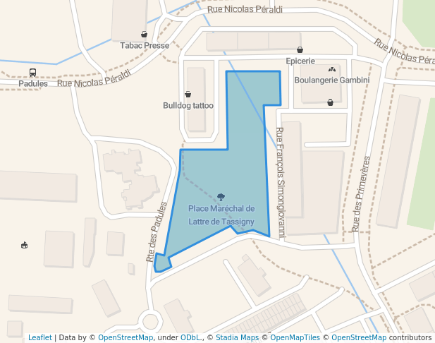 walking in Place Maréchal de Lattre de Tassigny map in Ajaccio