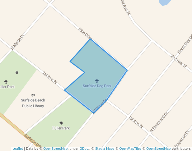 walking in Surfside Dog Park map in Surfside Beach