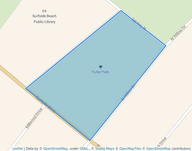 walking in Fuller Park map in Surfside Beach