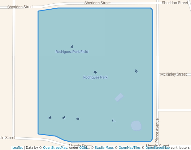 walking in Rodriguez Park map in Calexico
